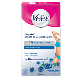 BANDAS DEPILATORIAS BIKINI Y AXILAS VEET PIEL SENSIBLE (8 BANDAS DOBLES)